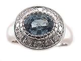 1.56ct.Diamond & Oval Blue Sapphire Platinum Ring