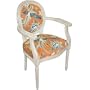 123 Creations C655WDC Pair of Bird in Orange Needlepoint Side Chairs in Antique White Wood - 100 Percent Wool