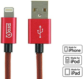 Pro-Ohm SureLinkTM Tangle-Free 6ft Lightning to USB Cable (Apple MFi Certified) ... (Red)