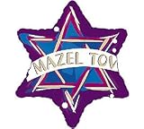Mazel Tov Purple Star of David 18 Mylar Balloon