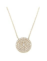 Sterling Silver 16" Gold-Plated CZ Circle Disc Necklace