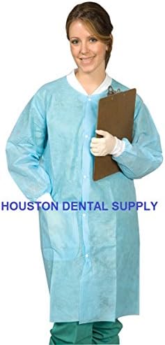 Lab Coat Knit Cuff/Collar SMALL Blue 5 Pcs/Bag US SELLER