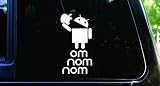 Android eating apple om nom nom funny die cut vinyl decal / sticker