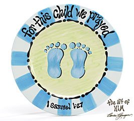 Baby Boy Footprint Collectible Plate Beautiful Baby Shower And Keepsake Gift