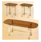 BEAUTIFUL WHITE & GOLD FINISH 3PC COFFEE /END TABLE SET