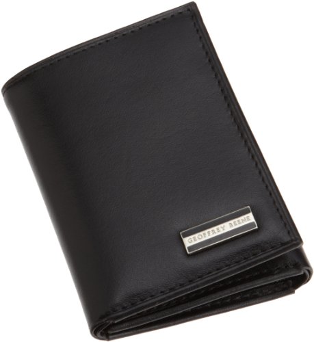 Geoffrey Beene Men's Hand Tipped Trifold Credit Card Wallet,Black,One Size