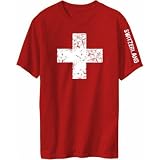 T-Shirt Red  Switzerland - Flag Coat , Swiss Cross - National Pride  Country