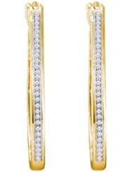 10KT Yellow Gold 0.15 CTW Diamond Micro Pave Hoops