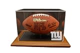 New York Giants Football Display Case with Natural Color Framed Base