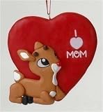 Rudolph The Reindeer I Love Mom Christmas Ornament To Personalize