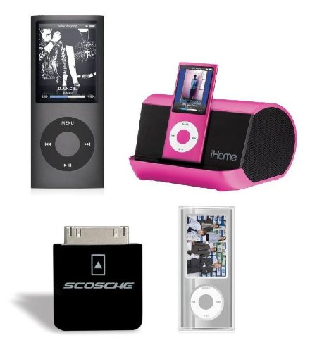 External hard drive:Apple iPod nano 8 GB (Black), Speaker System, Charger, and Clear Case Bundle