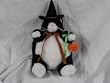 Plumpee Black and White Halloween Cat Plush Toy 9" High