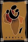Africa (Map, Mother with Children) Art Poster Print - 24 X 36