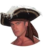 Adult Deluxe Pirate Tricorn Captain Hat with Feathers and Headband