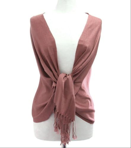 Premium Solid Color Pashmina Shawl Wrap, 100% Pashmina with Fringes (Coffee)