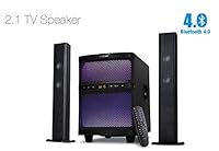 LuguLake Soundbar, 2.1 Channel TV Sound bar System with Subwoofer, Bluetooth, Composable Floor Speaker, Adjustable LED Lights, FM Radio, USB Reader, Remote Control from LUGULAKE