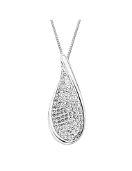 Carnevale Sterling Silver White Wave with Swarovski Elements Pendant Necklace, 18"
