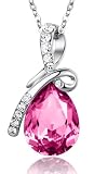 ARCO IRIS Eternal Love Teardrop Swarovski Elements Crystal Pendant Necklace for Women W 18k White Gold Plated Chain - Rose Pink - 2101701