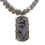 Angelite Necklace 01 Pendant Blue Bird Silver Beaded Reiki Healing Crystal 20