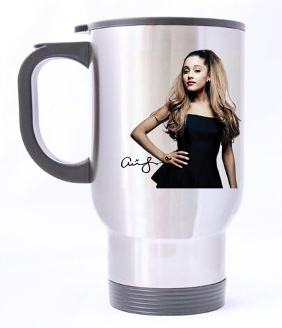 Custom Travel Mug (Sliver) with Unique Design Ariana Grande Background