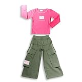 Mish Mish - Toddler Girls Long Sleeve Knit Pant Set, Pink, Olive (Size 3)