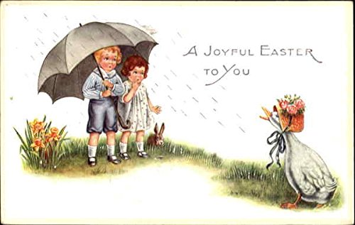 A Joyful Easter To You With Children Original Vintage Postcard