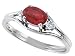 0.64 cttw Genuine Ruby and Diamonds Ring - 14kt White or Yellow Gold