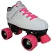 Pacer Mach-5 GTX500 White Boots with Pink Wheels & Pink Laces Mens Boys Ladies Womens Girls Youth Childrens Kids Quad Speed Roller Skating Skates
