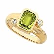 14K Yellow Gold Peridot and Diamond Ring