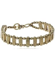 Lucky Brand "Pyramid & Hearts" Thin Metal Link Wrap Bracelet, 7"