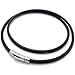 KONOV Black Leather Cord Necklace Rope Chain with Stainless Steel Clasp, 3mm, 14-30 inch
