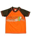 Osh Kosh Bgosh - Boys Short Sleeve Surf Rashguard Top, Orange, Brown (Size 5)