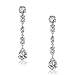 Bling Jewelry Bridal Classic Pear Clear CZ Dangle Earrings Rhodium Plated