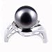 18K White Gold with Diamonds and 9-9.5 mm Gem Quality Black Tahitian Pearl Ring