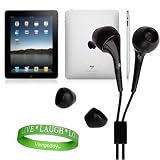 Apple iPad Tablet Compatible ** Black ** In-Ear Earbud Headphones for iPad ( ALL Models of ipad Tablet 3G , ipad Tablet wifi , ipad Tablet wifi + 3G, 16gb, 32 gb , 64gb ect...) + Live * Laugh * Love Silicone Wrist Band!!!
