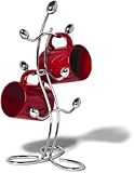 Italio Silver Chrome Mug 6 Coffee Cup Stand Tree