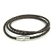 Brown Triple Cord Round Braided Leather Bracelet with Magnetic Steel Clasp