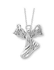 Sterling Silver Antiqued CZ 18 Inch Angel Necklace