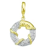18k Gold Over Sterling Silver Diamond Lifesaver Charm