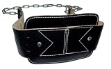 Leather Dip Belt - BLACK + Chains + Free Weight Lifting Straps SHIHAN