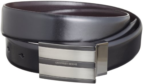 Geoffrey Beene Mens Reversible Plaque Buckle Belt