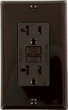 Leviton N7899 20-Amp 125-Volt SmartLock Pro Slim Non-Tamper-Resistant Duplex GFCI Receptacle, Brown