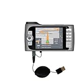 Retractable USB Cable for the HTC Typhoon with Power Hot Sync and Charge capabilities - Gomadic Brand w/ TipExchange Technology
