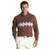 Quarter Zip Mock Neck Sweater w/ Chest Argyle