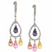 Sterling Silver Simulated Diamond cz Multi Color Teardrop Earrings