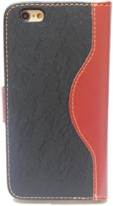 iPhone 6 Plus Case Wallet Style Hybrid Lace Retro Leather Cover Wallet Case Stand With Card Slots Big Compartment Many Colors with Cleaning Cloth iPhone 6+ iPhone 6 5.5, PXV (TM) (Black)
