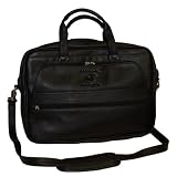 NFL Carolina Panthers Debossed Black Leather Laptop Bag