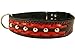Genuine Leather Braided Studded Dog Collar, Red on Black 1.5