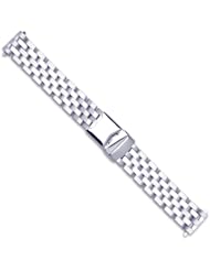 Breitling Pilot Style Solid Link Metal Watch Band - Silver - 20mm