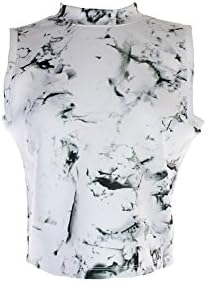 Kiind Of White Marble-Print Mock Turtleneck Top S